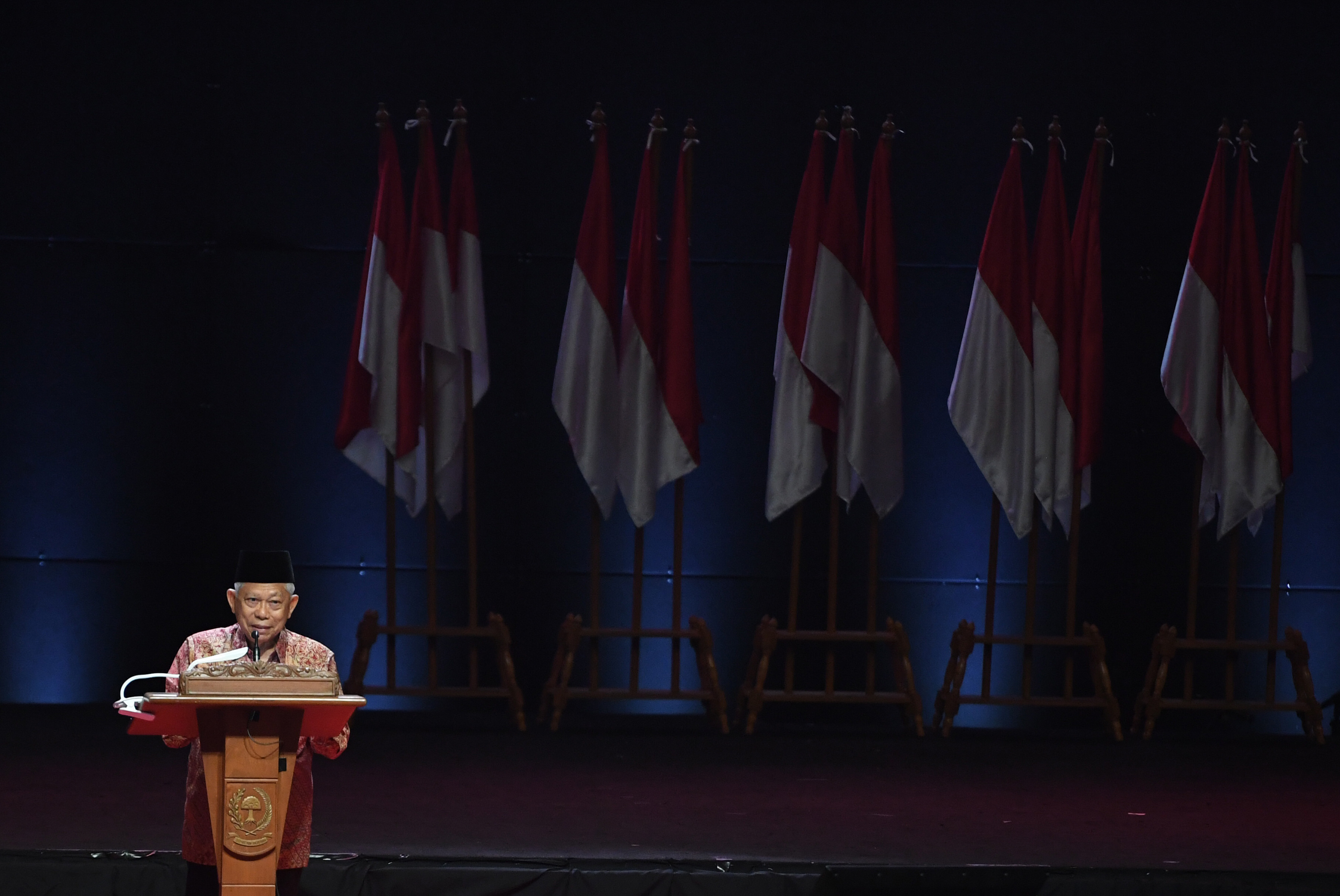 Wakil Presiden Ma'ruf Amin menutup Rakornas Indonesia Maju antara Pemerintah Pusat dan Forum Koordinasi Pimpinan Daerah di Bogor.