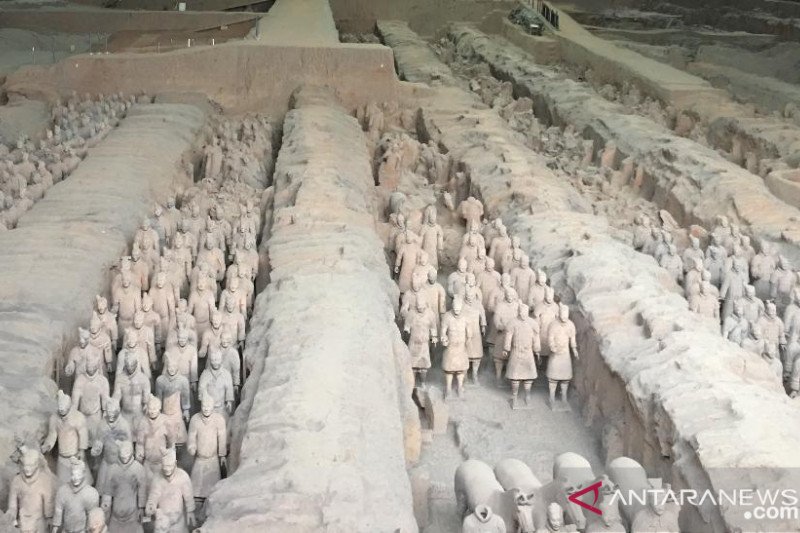 Museum Prajurit Terakota peninggalan Dinasti Qin di Kota Xi'an, Provinsi Shaanxi, Tiongkok.