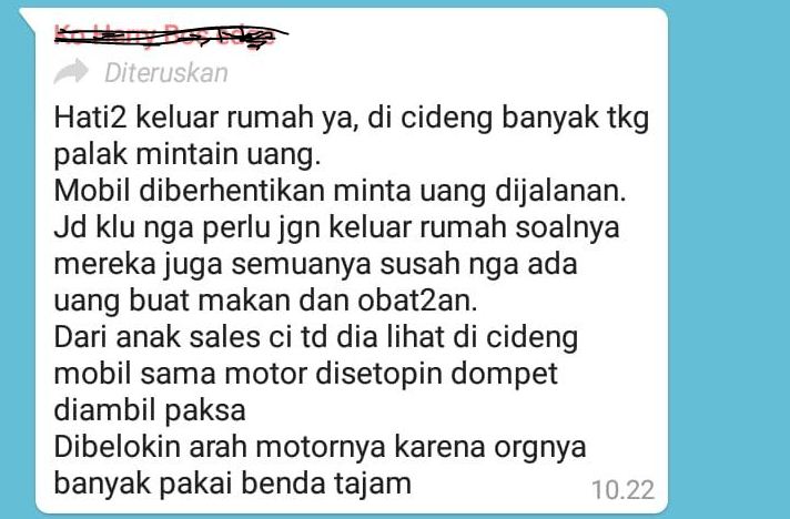 Layar tangkap berisikan keluhan pengemudi mobil yang diberhentikan karena diminta sejumlah uang oleh preman.