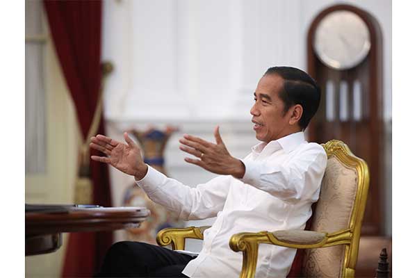 Presiden Joko Widodo saat diwawancarai Media Indonesia di Istana Merdeka, Jakarta, Jumat (24/5/2019).