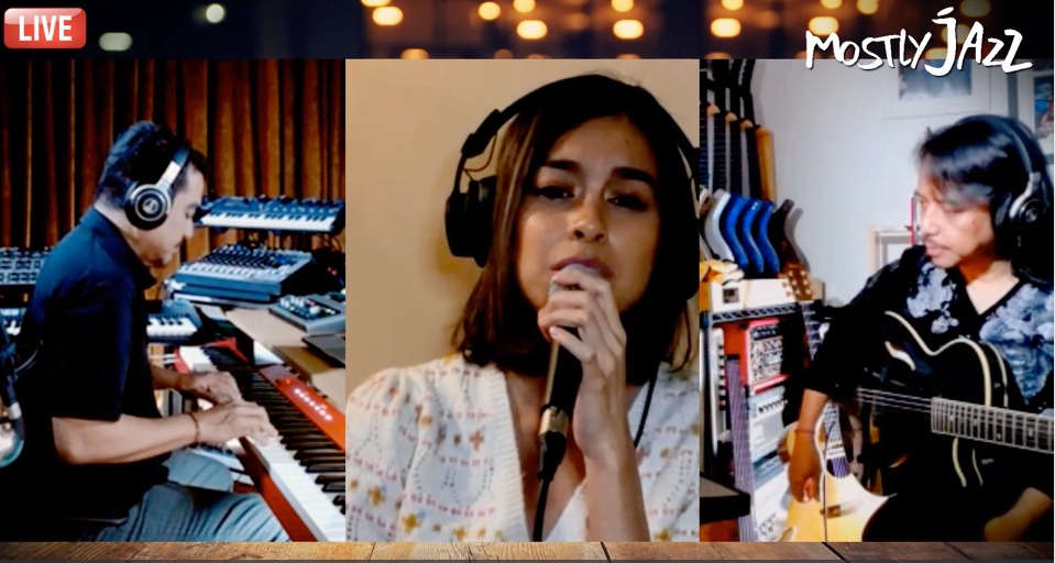 Indra Lesmana, Eva Celia, dan Dewa Budjana saat tampil di Mostly Jazz Live Online