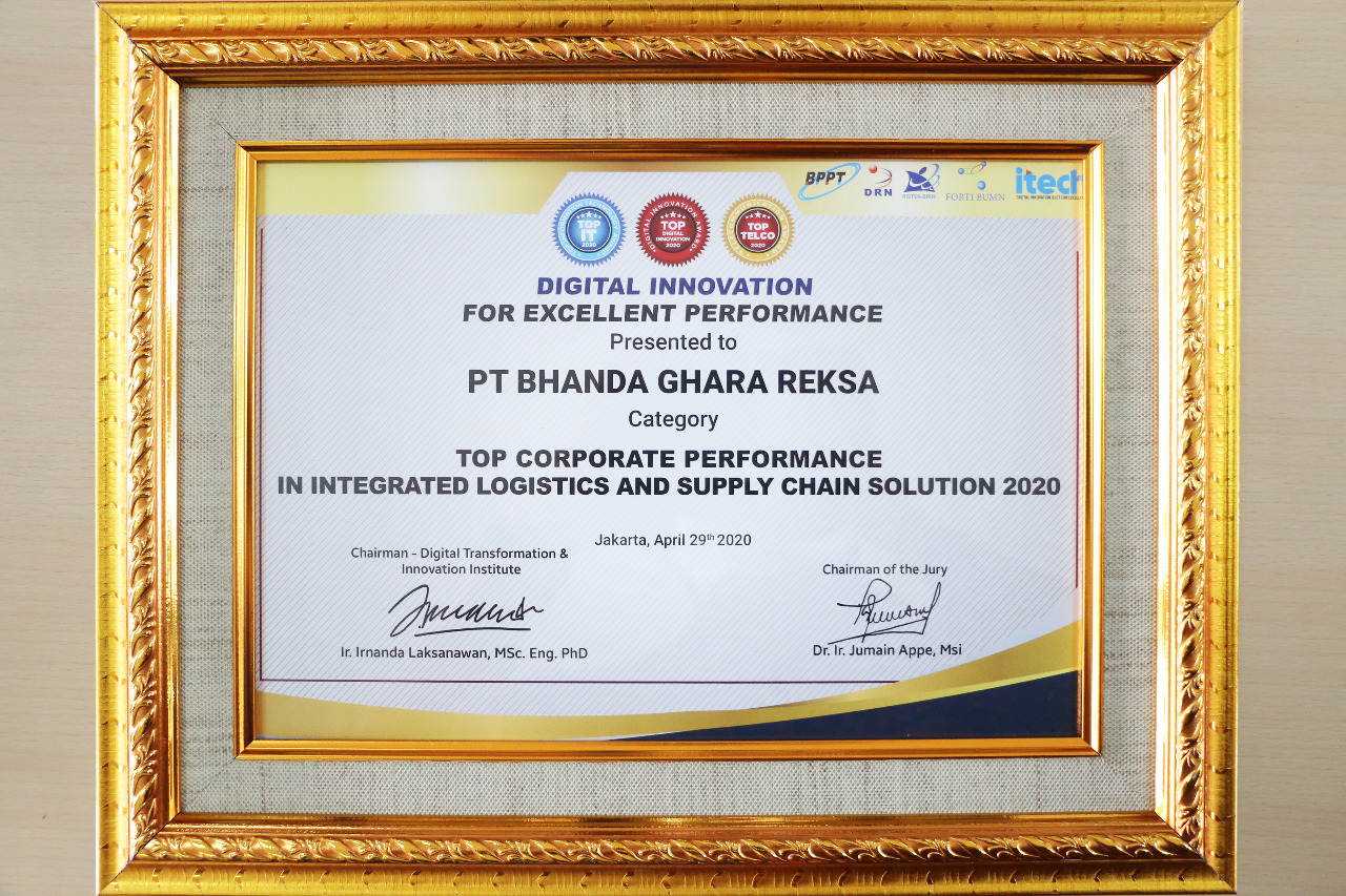 Penghargaan Top digital Innovation 2020 untuk BGR Logistics