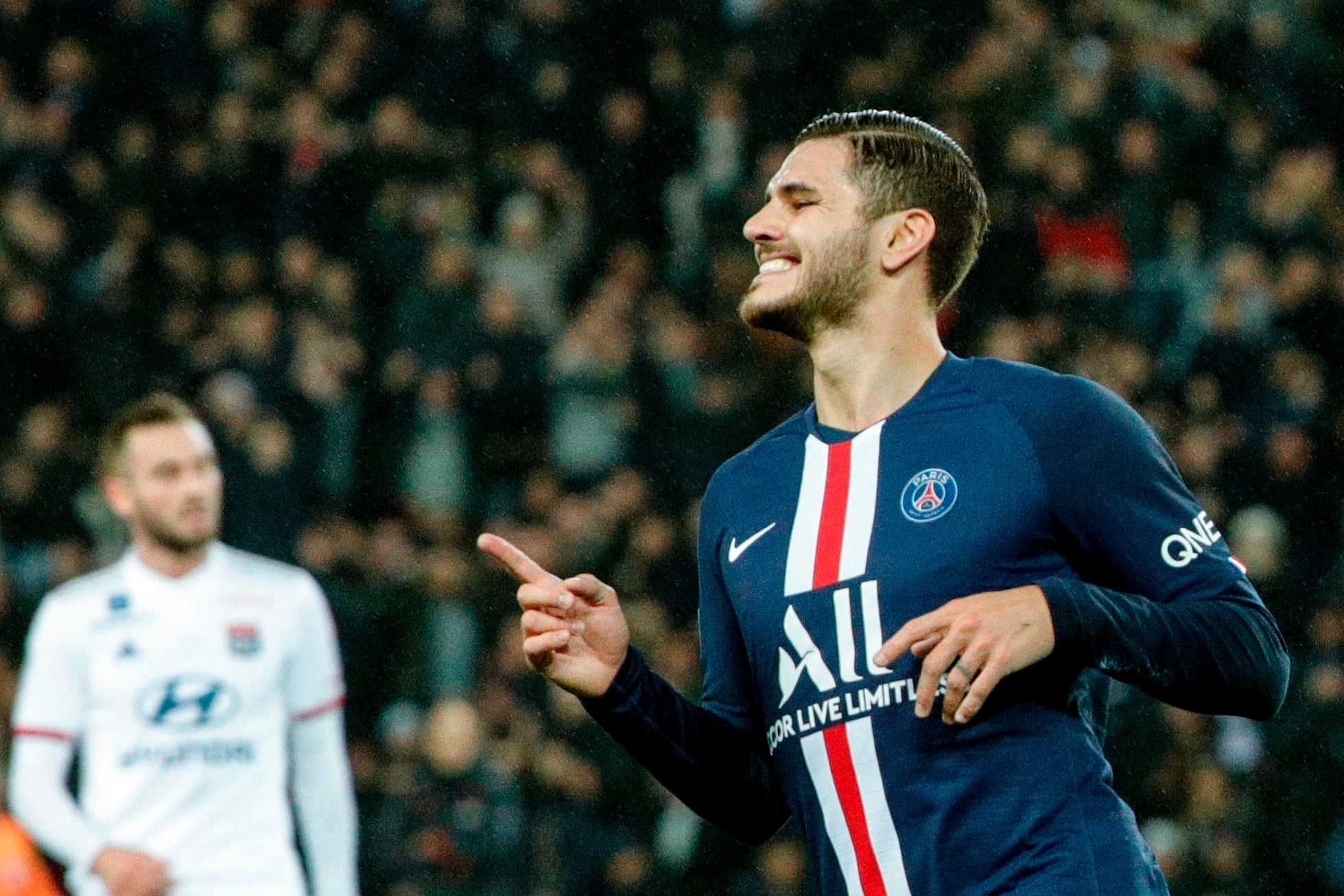 Mauro Icardi berkostum Paris Saint-Germain (PSG) saat klub PSG melawan Lyon di Parc des Princes stadium. Paris, pada 9/2/2020.