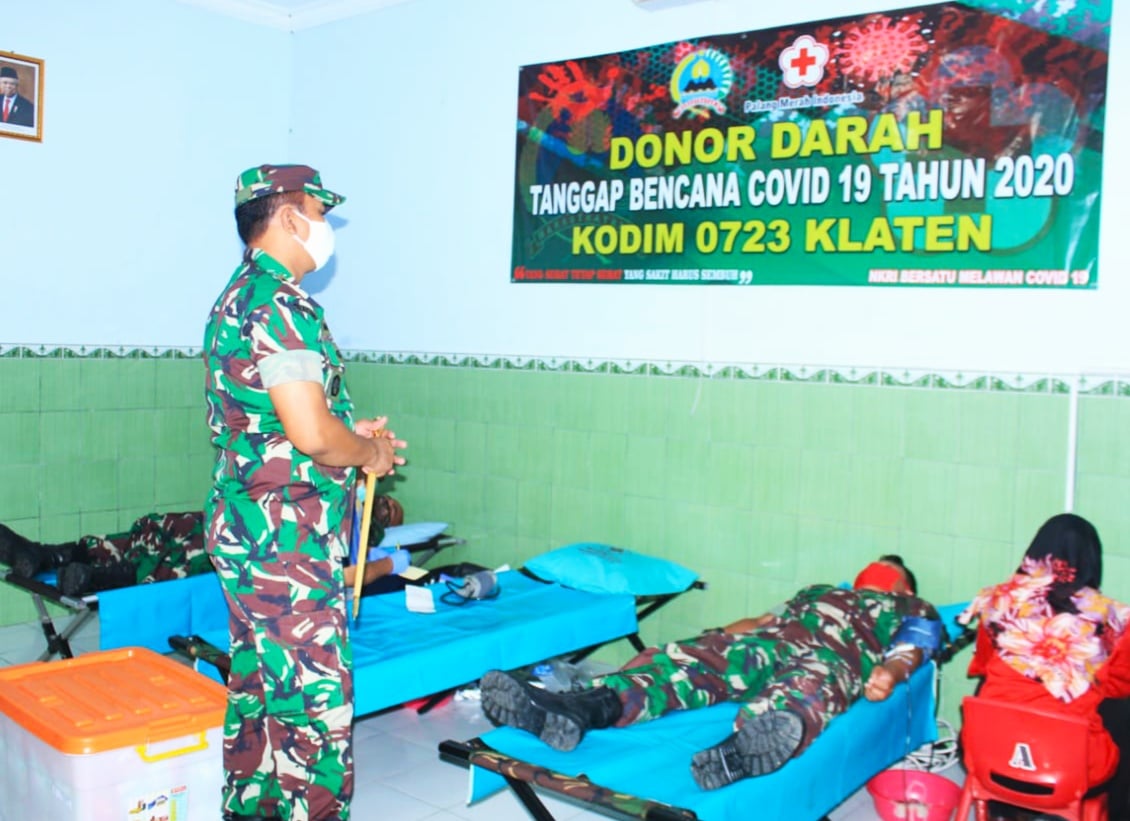 Komando Daerah Militer (Kodim) 0723 Klaten, Jawa Tengah, menggelar bakti sosial donor, Rabu (8/4/2020)