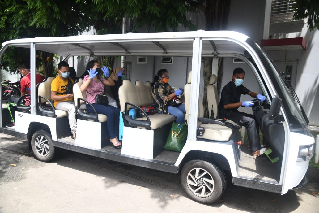 LIma orang di ODP Jakabaring  Palembang akhirnya diperbolehkan pulang setelah dinyatakan negatif, Sabtu (4/4/2020)