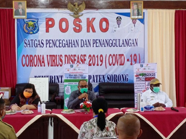 Penjelasan kondisi terkini kasus covid-19 oleh Satgas Penanggulangan Covid-19  Kabupaten Sorong, Papua Barat, Rabu (29/4/2020).