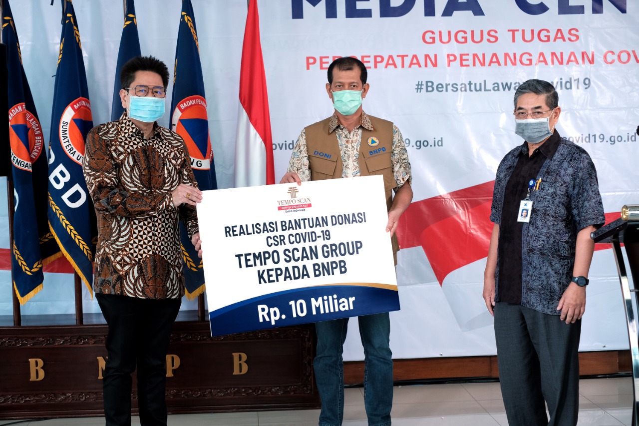 BNPB mendapat bantuan Rp10 miliar dari  PT Tempo Scan Pacific Tbk.