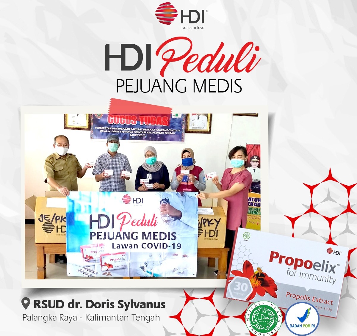 HDI Sumbang 395 Boks PropoelixTM ke Dua RSUD Rujukan Covid-19
