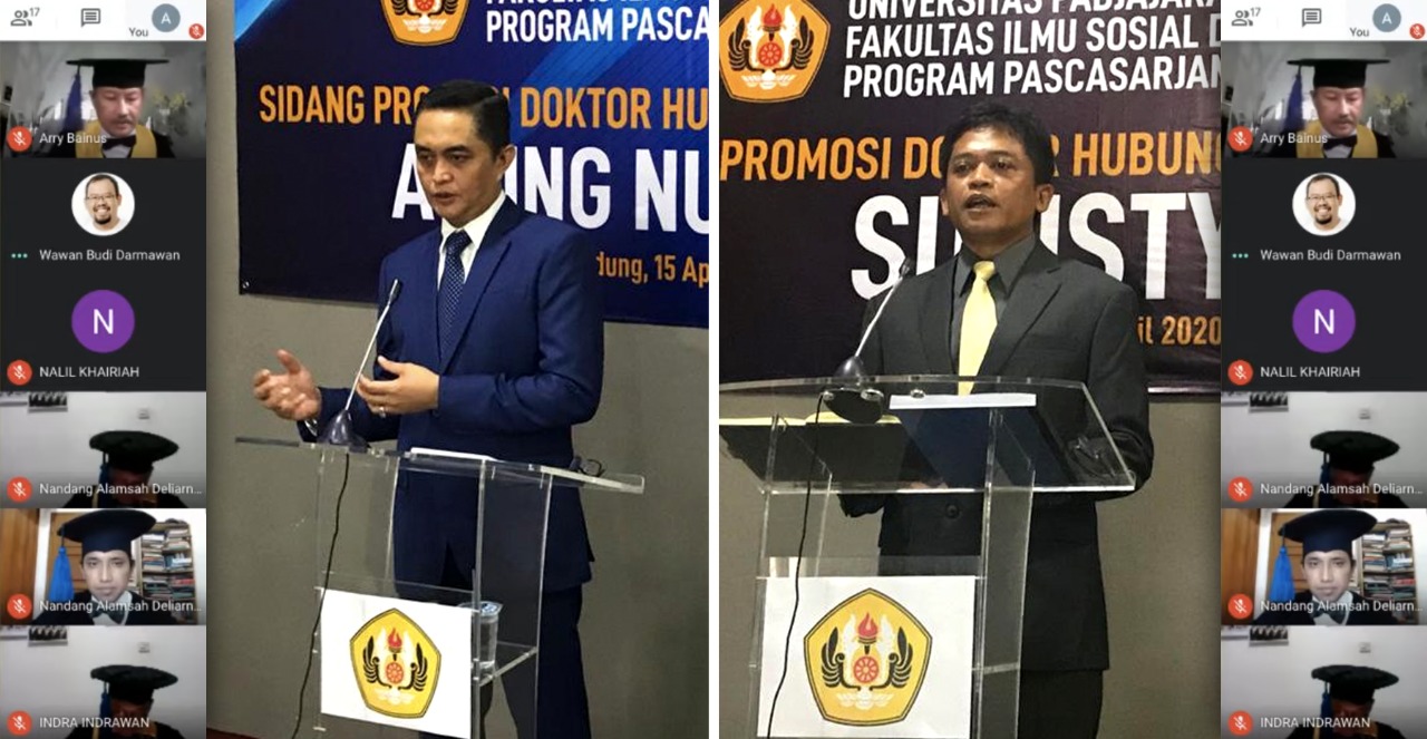 Agung dan Sulistyo saat sidang gelar Doktor.