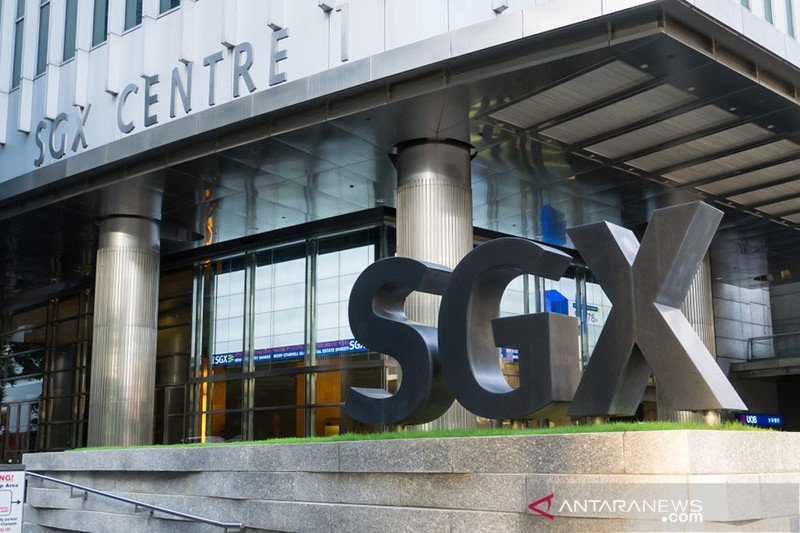 Bursa Efek Singapura di Gedung SGX, Singapura 30 Januari 2018.