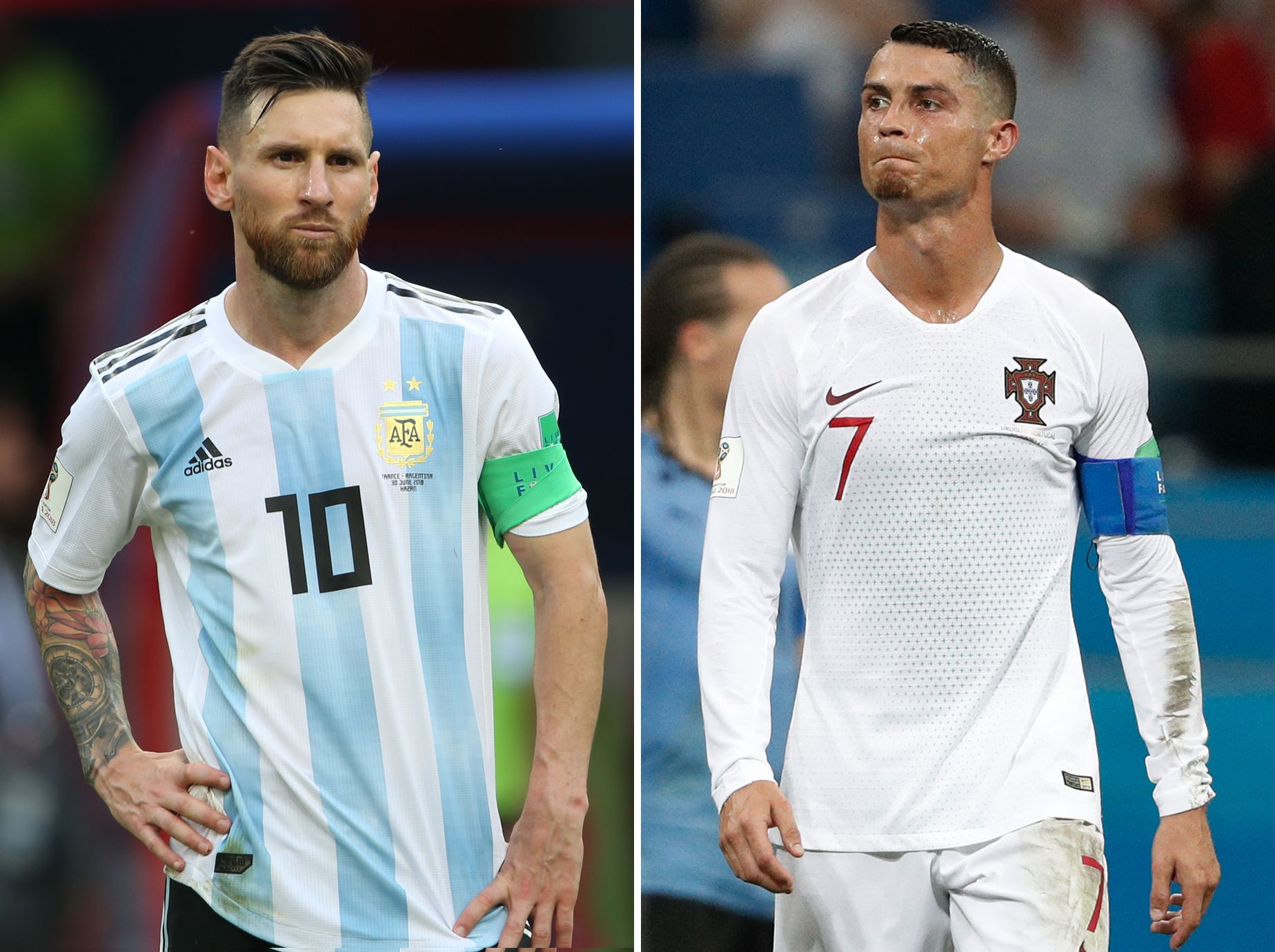 Lionel Messi (kiri), Cristiano Ronaldo (kanan) 