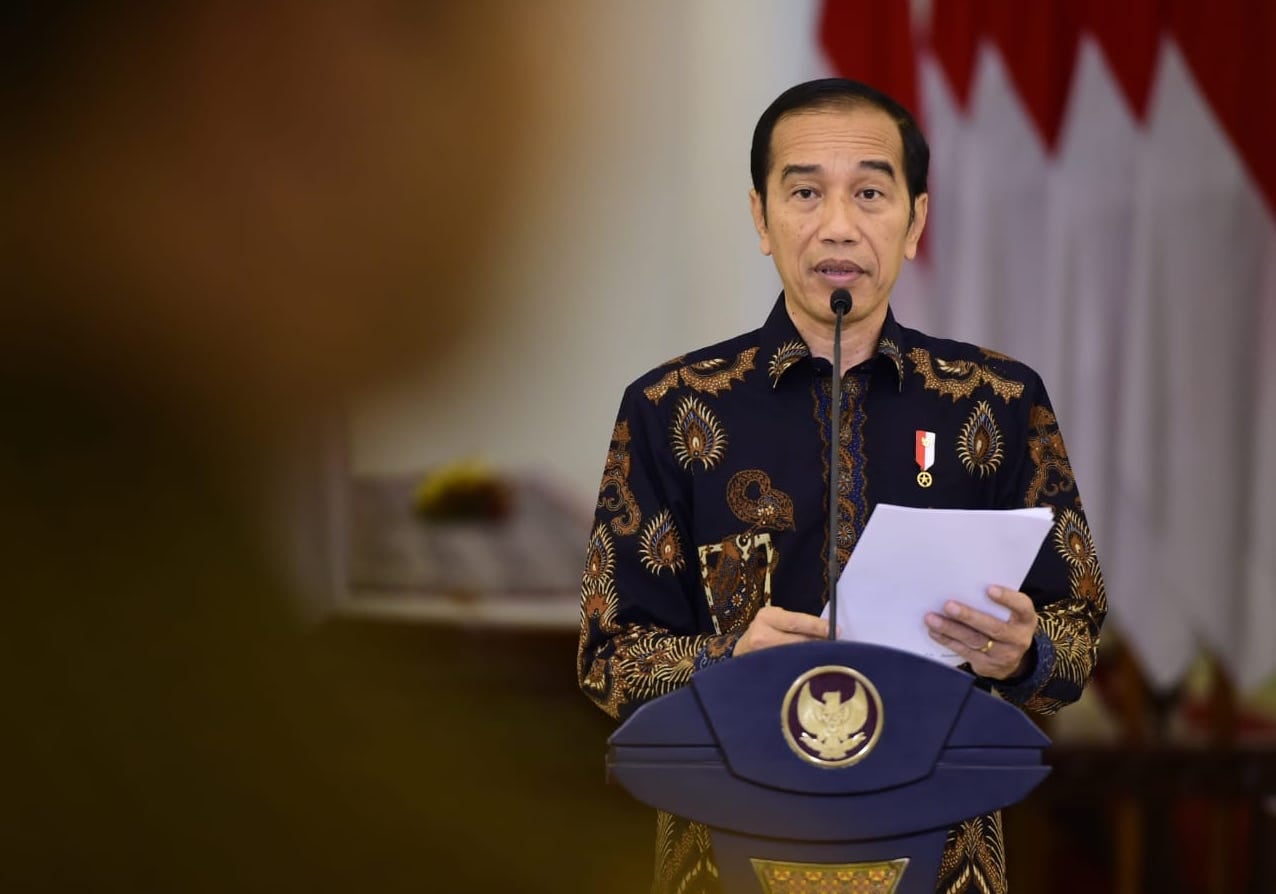 Presiden Joko Widodo saat memberikan keterangan pers secara virtual.