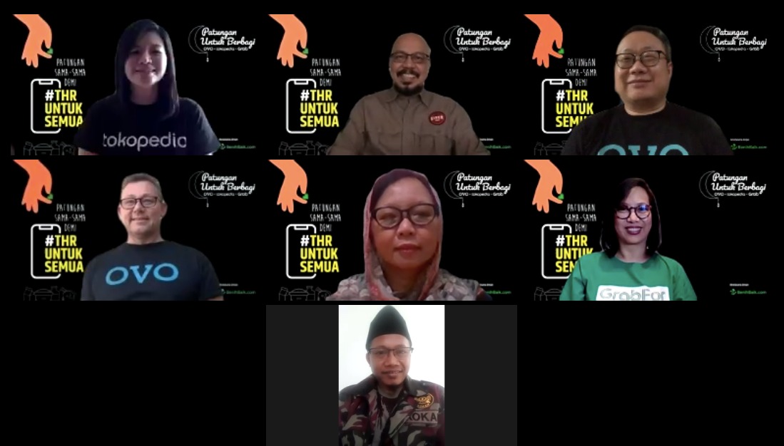 Tokopedia, OVO, dan Grab, menghadirkan kembali kampanye 'Patungan Untuk Berbagi THR'.
