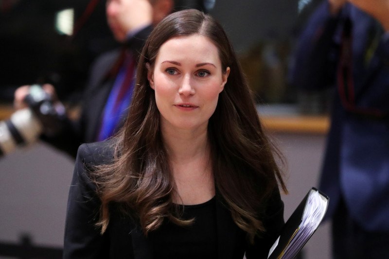 Perdana Menteri Finlandia Sanna Marin tiba di Brussels, Belgia, 13/12/2019.