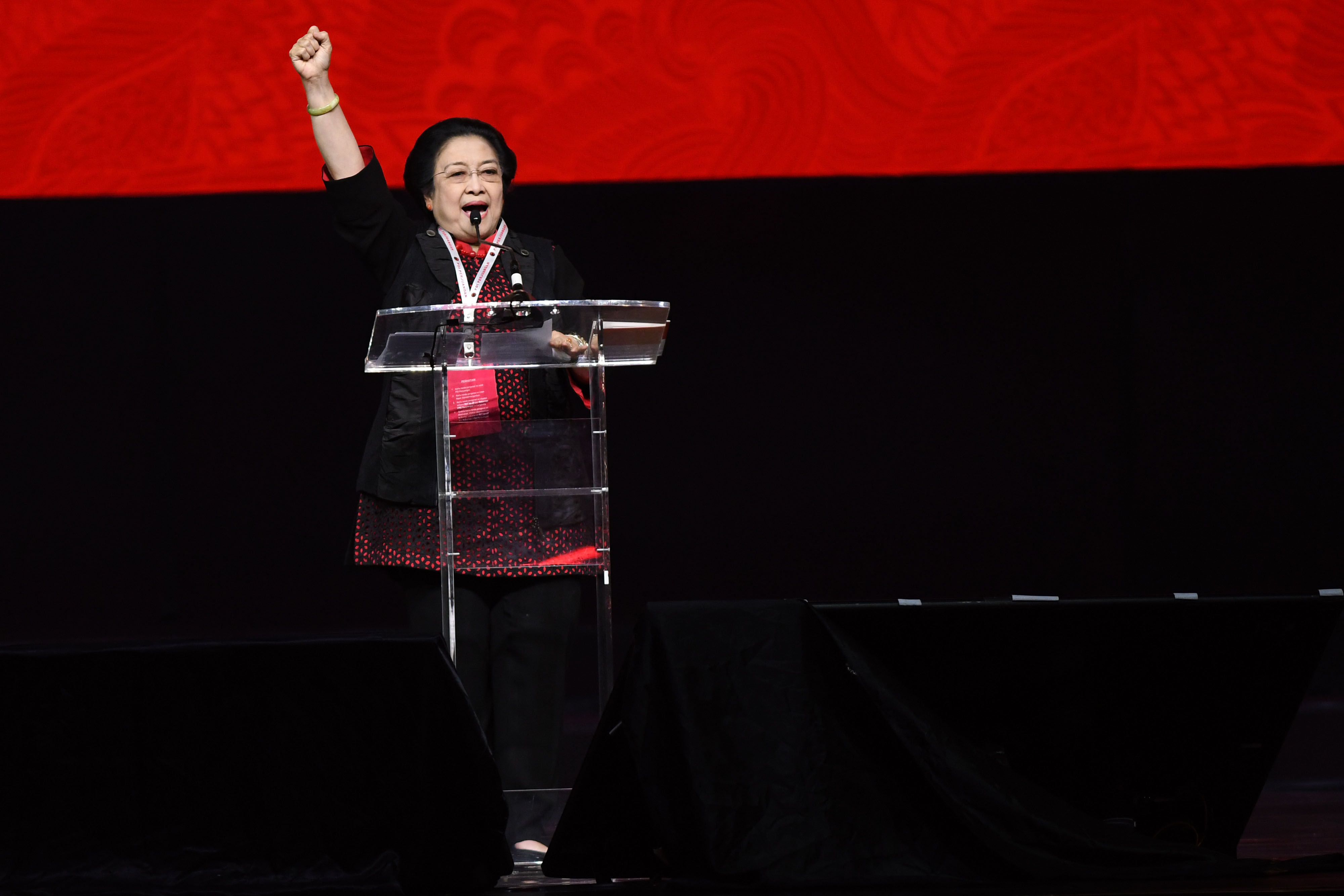 Ketua Umum PDIP, Megawati Soekarnoputri, saat menyampaikan pidato politik.