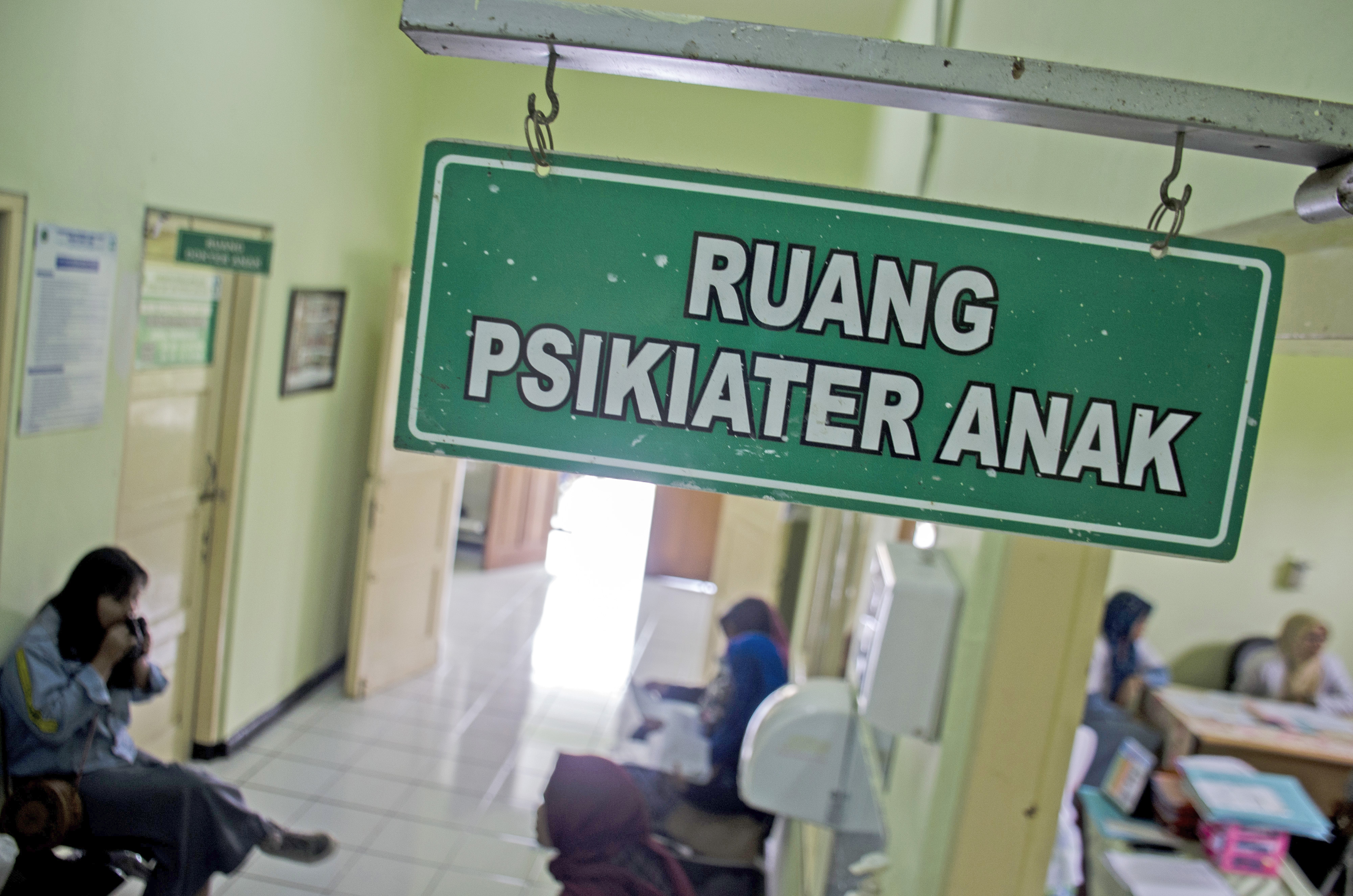 Sejumlah pasien di Klinik Keswara Rumah Sakit Jiwa (RSJ) Jawa Barat, Cisarua, Jawa Barat.
