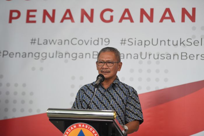 Juru bicara pemerintah untuk penanganan covid-19 Achmad Yurianto saat memberikan keterangan pers.