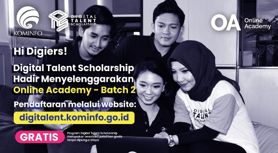 Beasiswa pelatihan Program Digital Talent Scholarship (DTS) 2020 Online  Academy Batch 2.