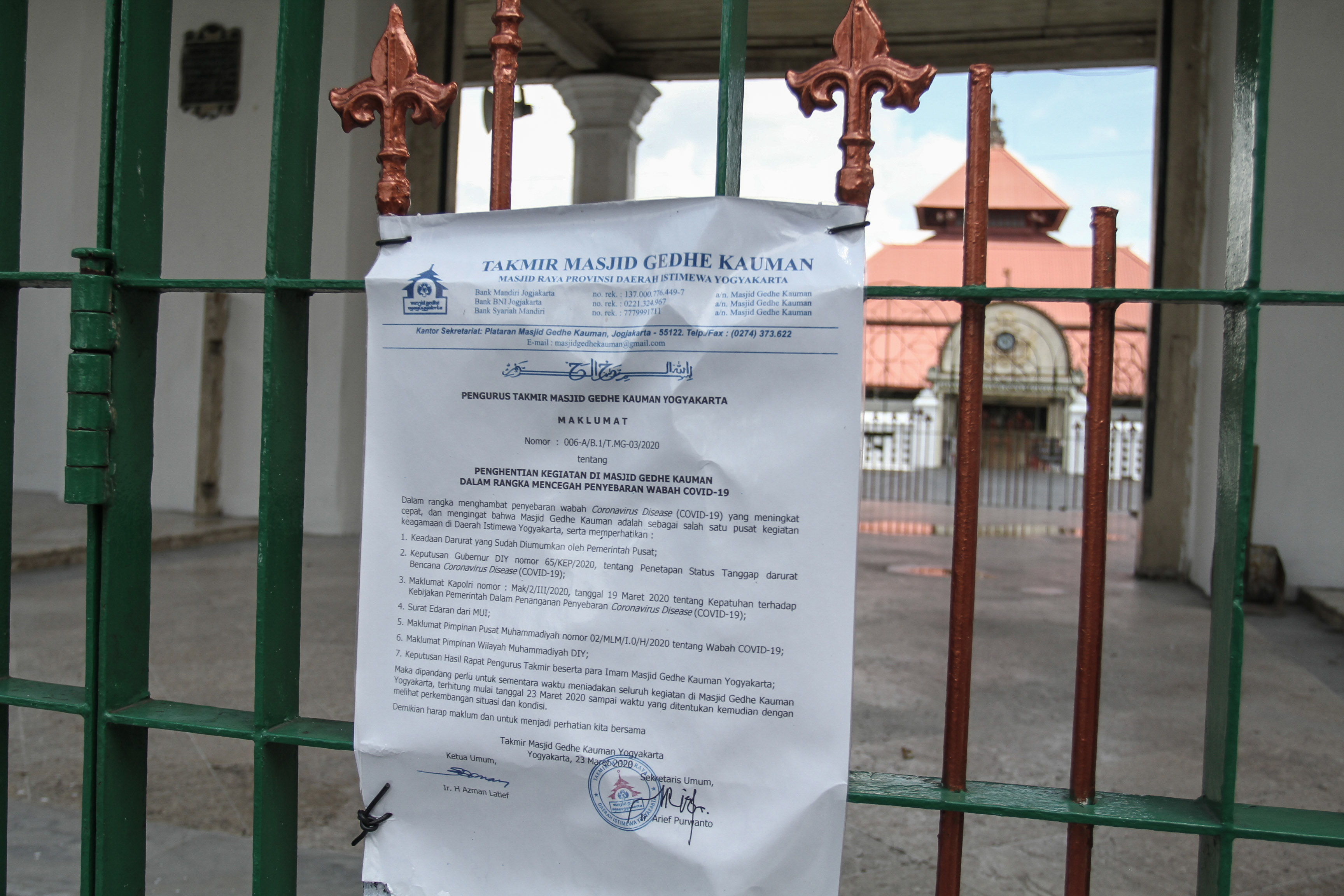 Masjid Gede Kauman Yogyakarta tutup selama pandemi covid-19