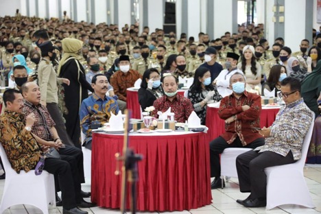 Acara halal bihalal di Kampus IPDN Jatinangor, Jawa Barat pada 24 Mei 2020.