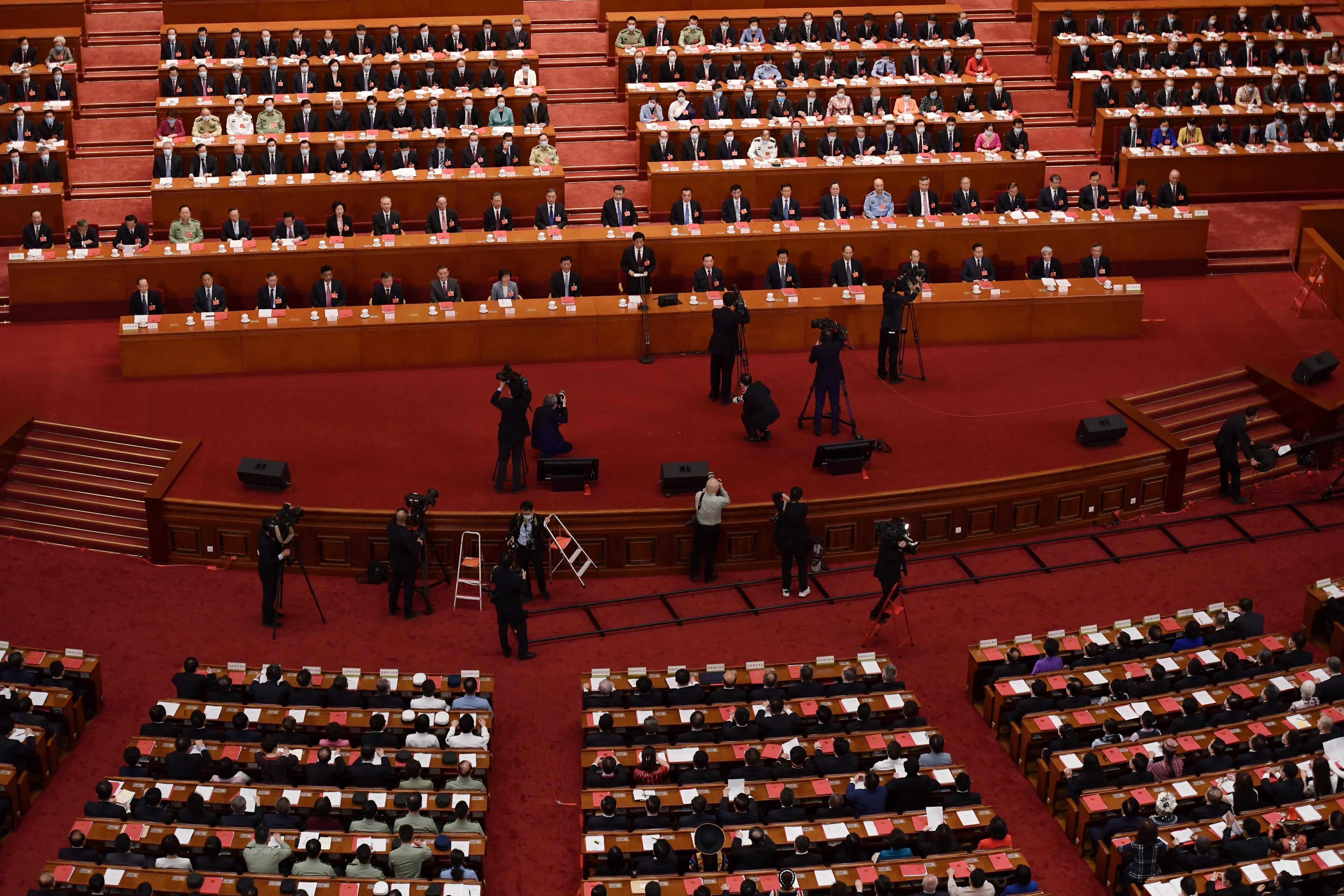 Suasana pembahasan RUU keamanan nasional Hong Kong di Parlemen Tiongkok.