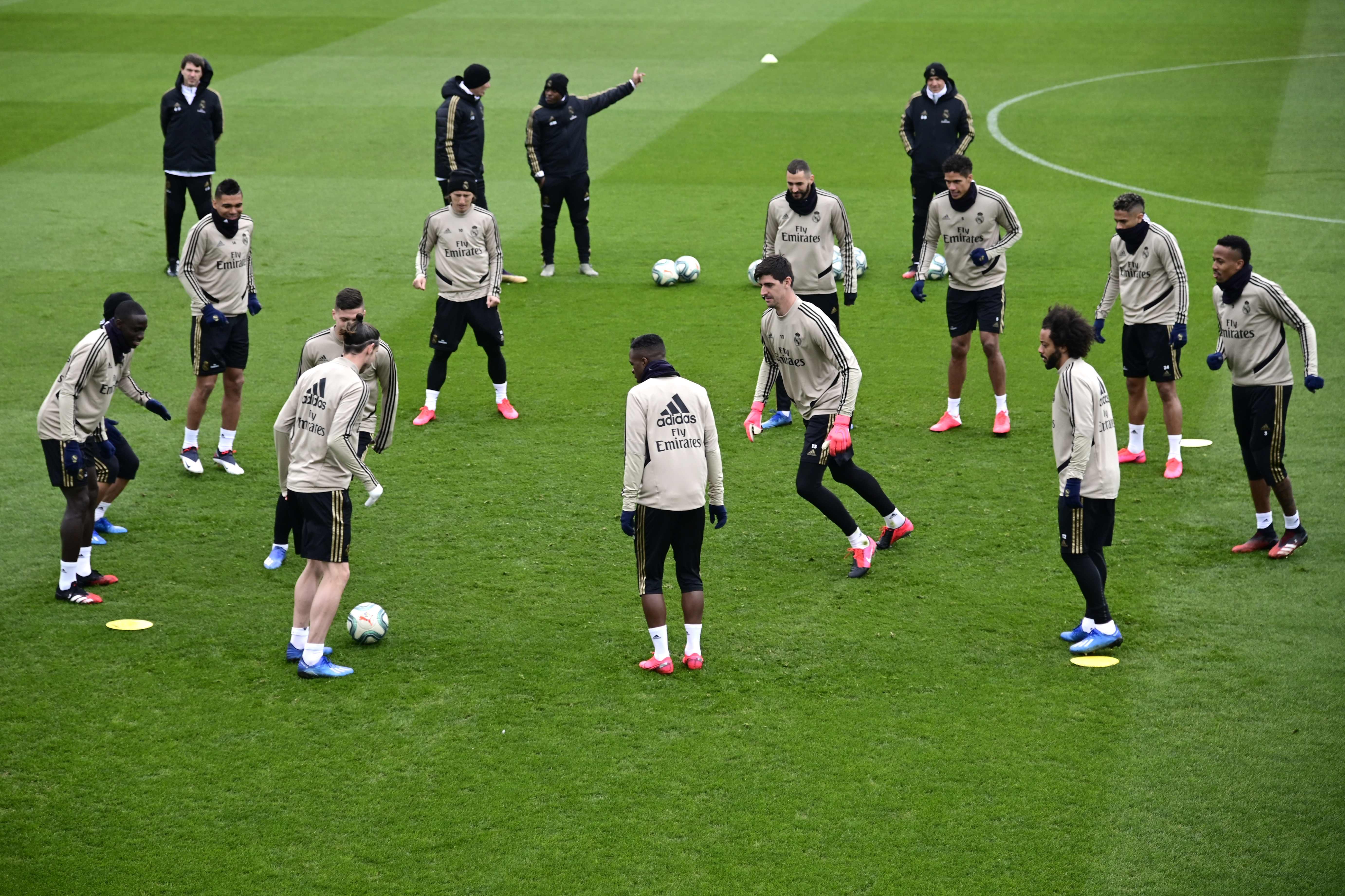 Pemain Real Madrid menjalani sesi latihan pada Februari lalu, sebelum covid-19 dinyatakan sebagai pandemi global.