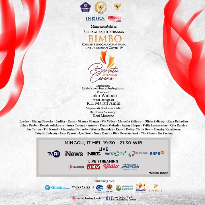 Konser virtual bertajuk Berbagi Kasih Bersama Bimbo, Bersatu Melawan Corona.