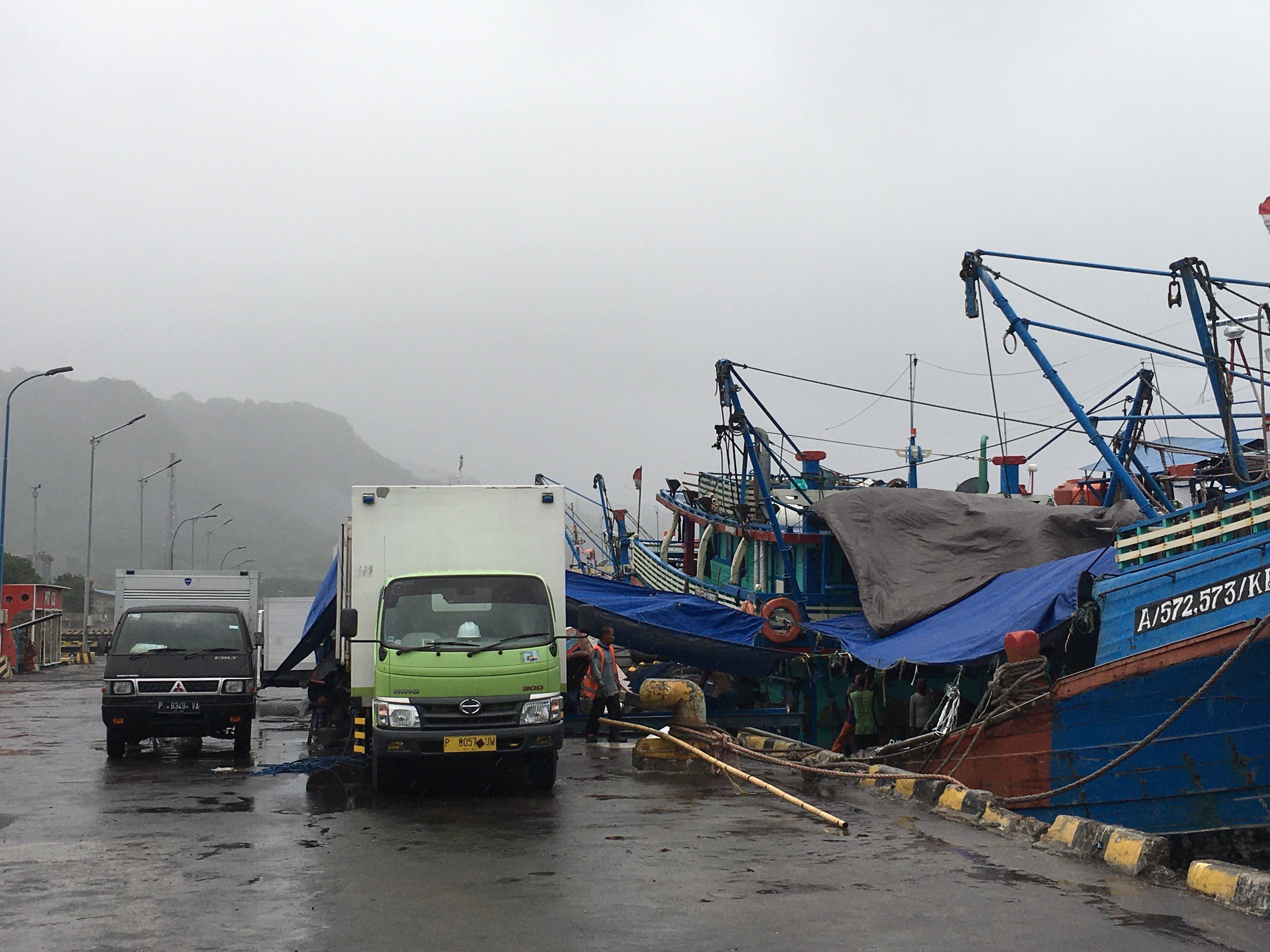 Aktivitas kapal logistik ikan di pelabuhan Tanjung wangi Banyuwangi, Rabu (21/5).