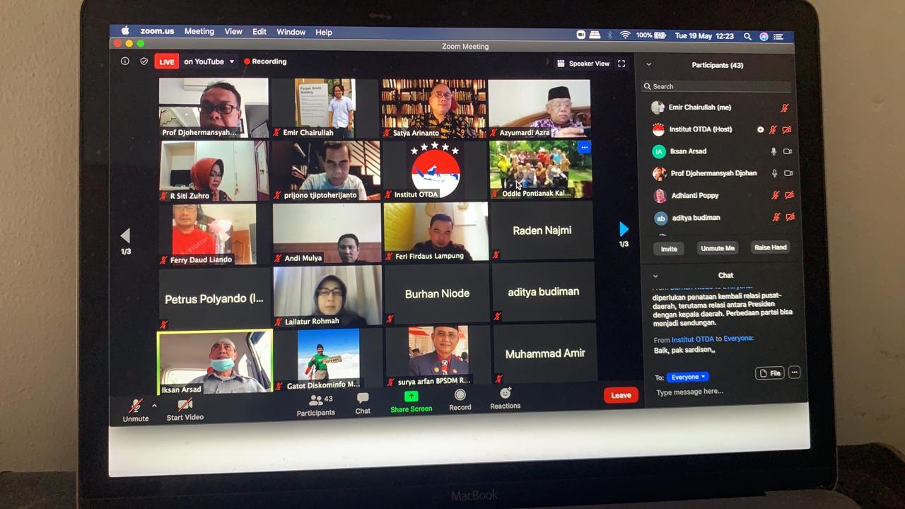 Sejumlah Pakar politik dalam diskusi daring yang diadakan I-Otda