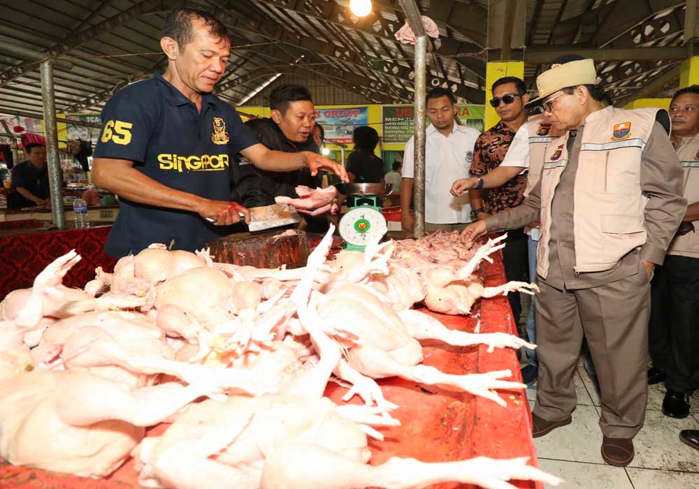 Pedagang ayam potong di Pasar Angso Duo Kota Jambi.