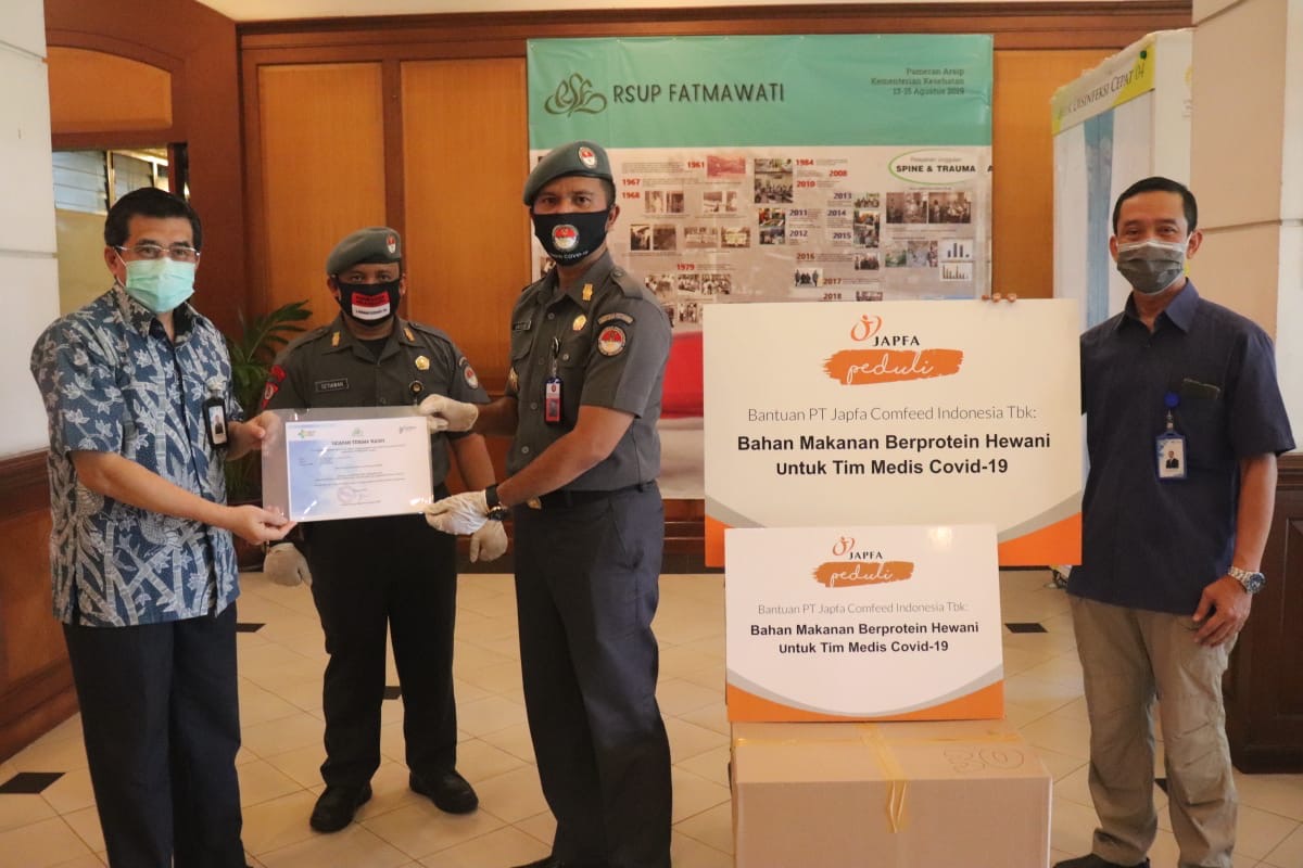  JAPFA terus salurkan bantuan bahan makanan berprotein hewani melalui BNPB untuk disebarkan ke rumah sakit rujukan dan puskesmas.