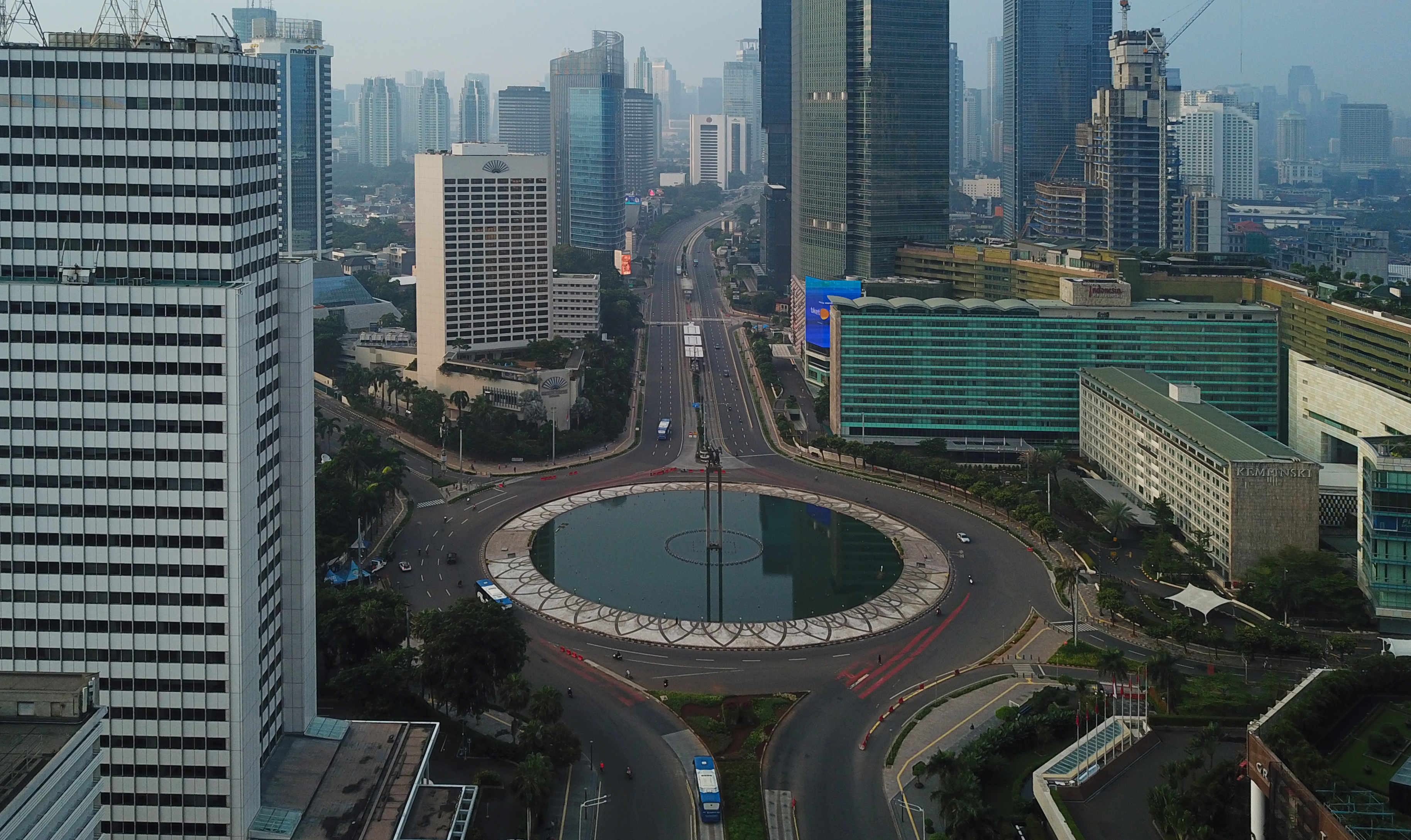 Foto udara kawasan Bundaran HI Jakarta.