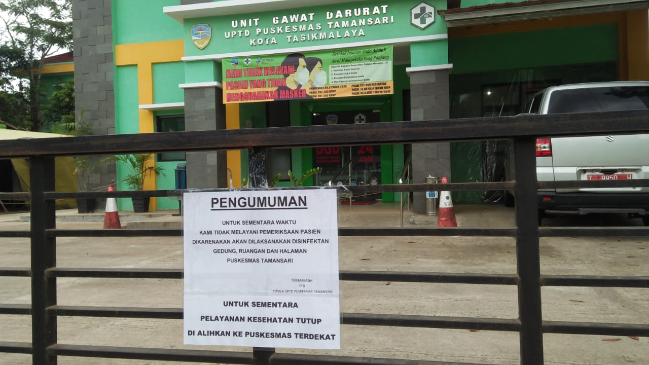  Puskesmas Tamansari, Tasikmalaya ditutup sementara setelah empat pegawai positif Covid-19.