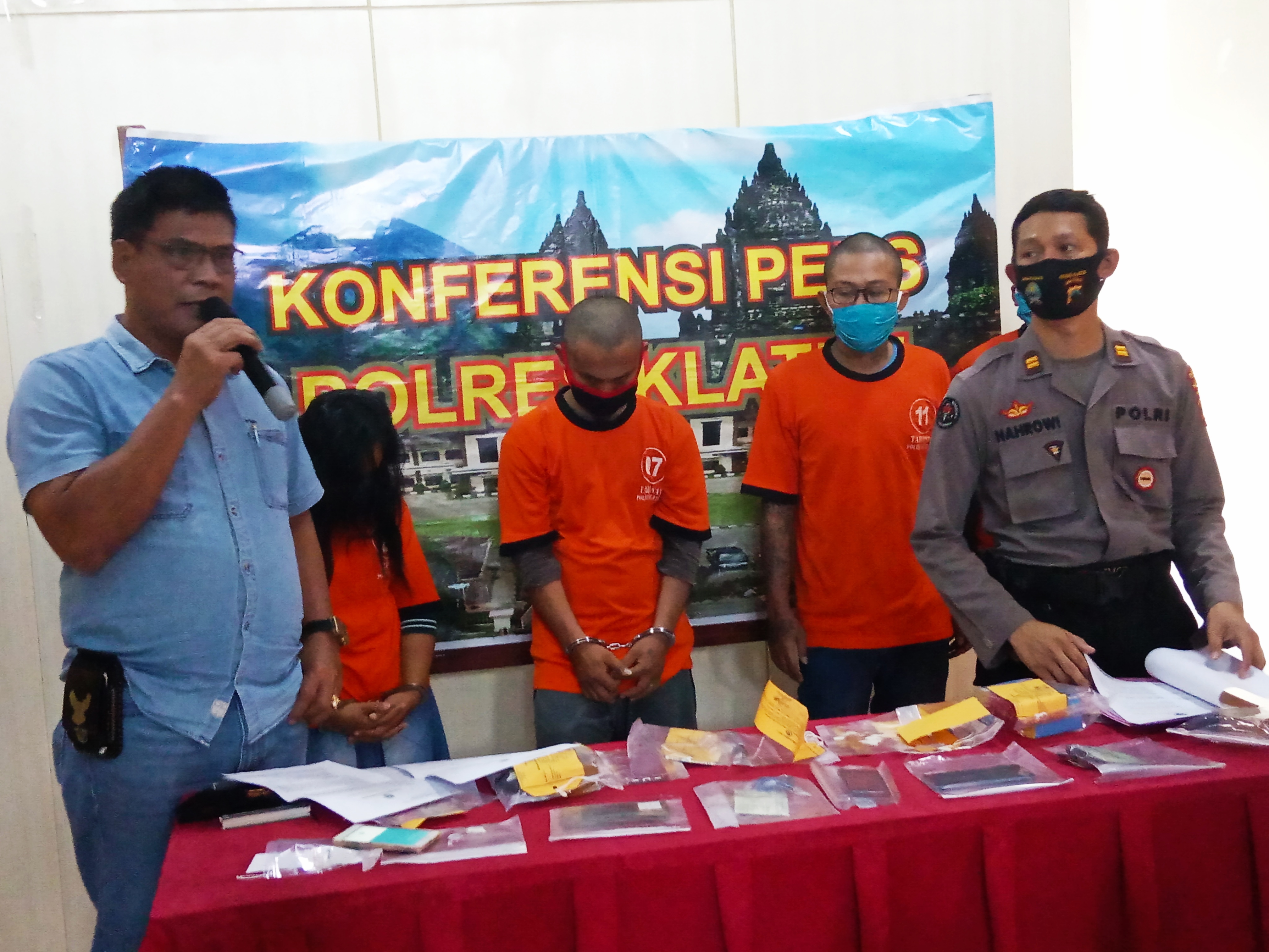 Polres Klaten menggelar perkara kasus tertangkapnya Inul dan rekannya dalam kasus narkoba, Kamis (14/5/2020).