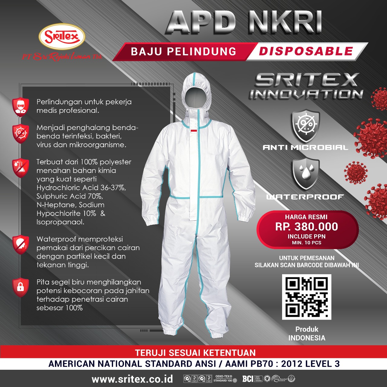 APD NKRI, baju pelindung disposable produksi Sritex.