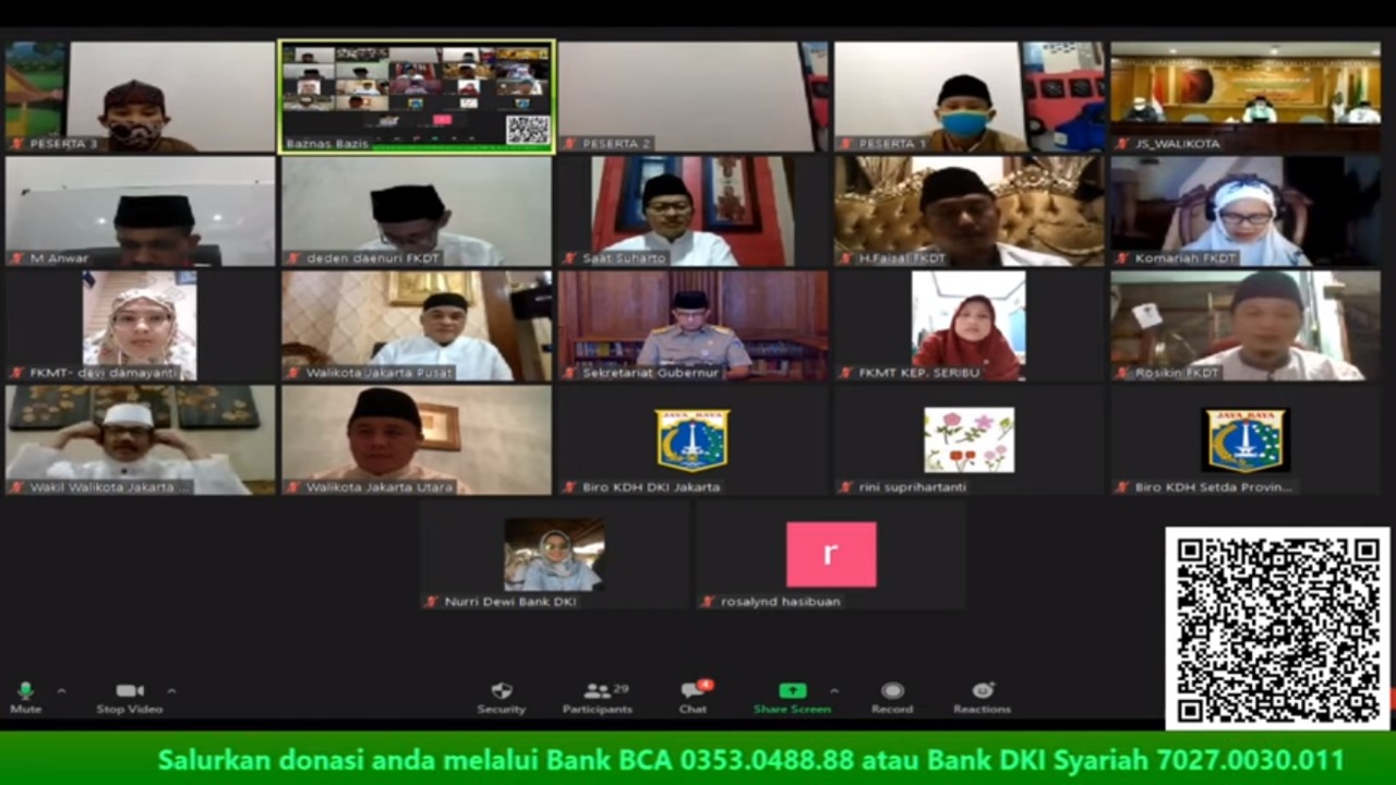 Baznas (Bazis) dan Pemda DKI Gelar Doa Cegah Korona Secara Online