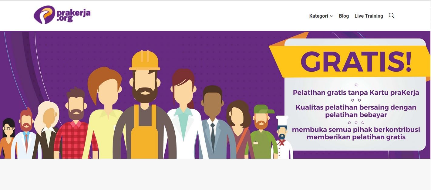 Halaman depan laman daring prakerja.org