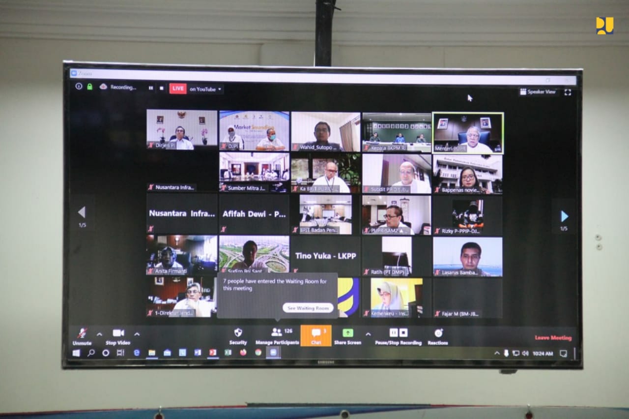 Kegiatan market sounding dilaksanakan Direktorat Jenderal Pembiayaan Infrastruktur Pekerjaan Umum dan Perumahan melalui video conference.