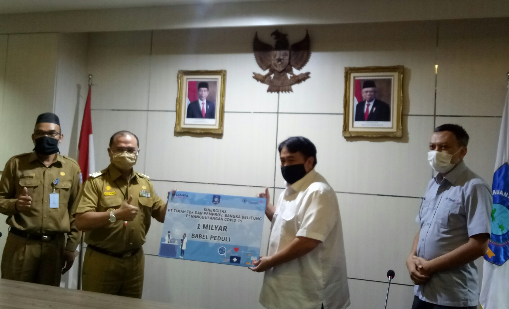 PT. TIMAH bantu Rp.1 miliar untuk penanganan covid-19.