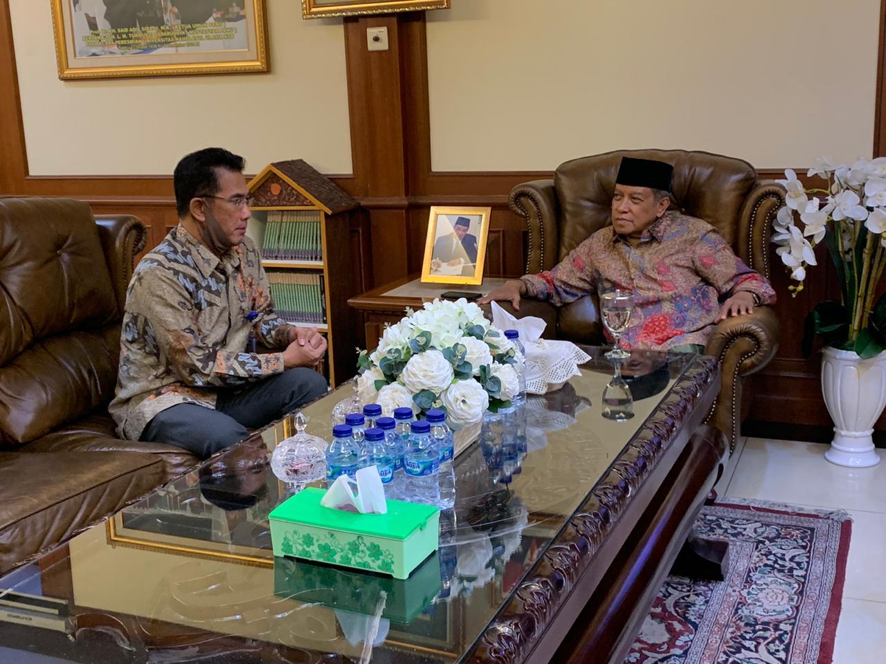 Ketum PBNU KH Said Aqil Siradj menerima kunjungan Direktur Utama TVRI, Iman Brotoseno di kantor pusat PBNU, Jakarta.