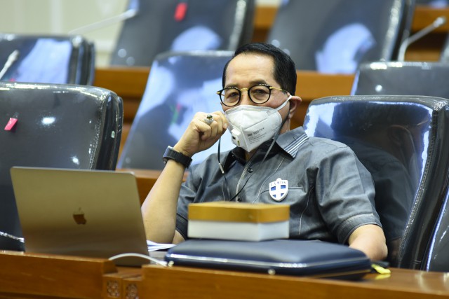  Anggota Badan Legislasi (Baleg) DPR RI Firman Soebagyo saat rapat Badan Legislasi (Baleg) DPR RI yang digelar secara virtual, Rabu (10/6/20