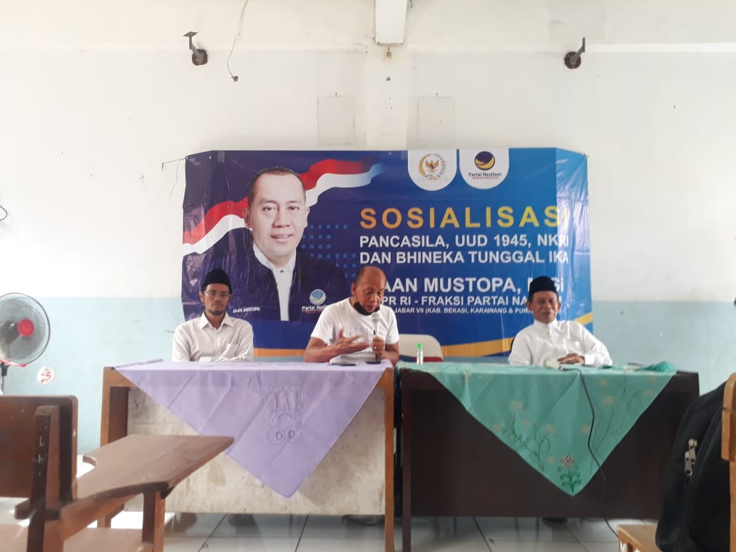 Sosialisasi empat pilar kebangsaan di Pesantren Al-Ikhlas Proklamasi di Karawang, Jumat (19/6/2020)