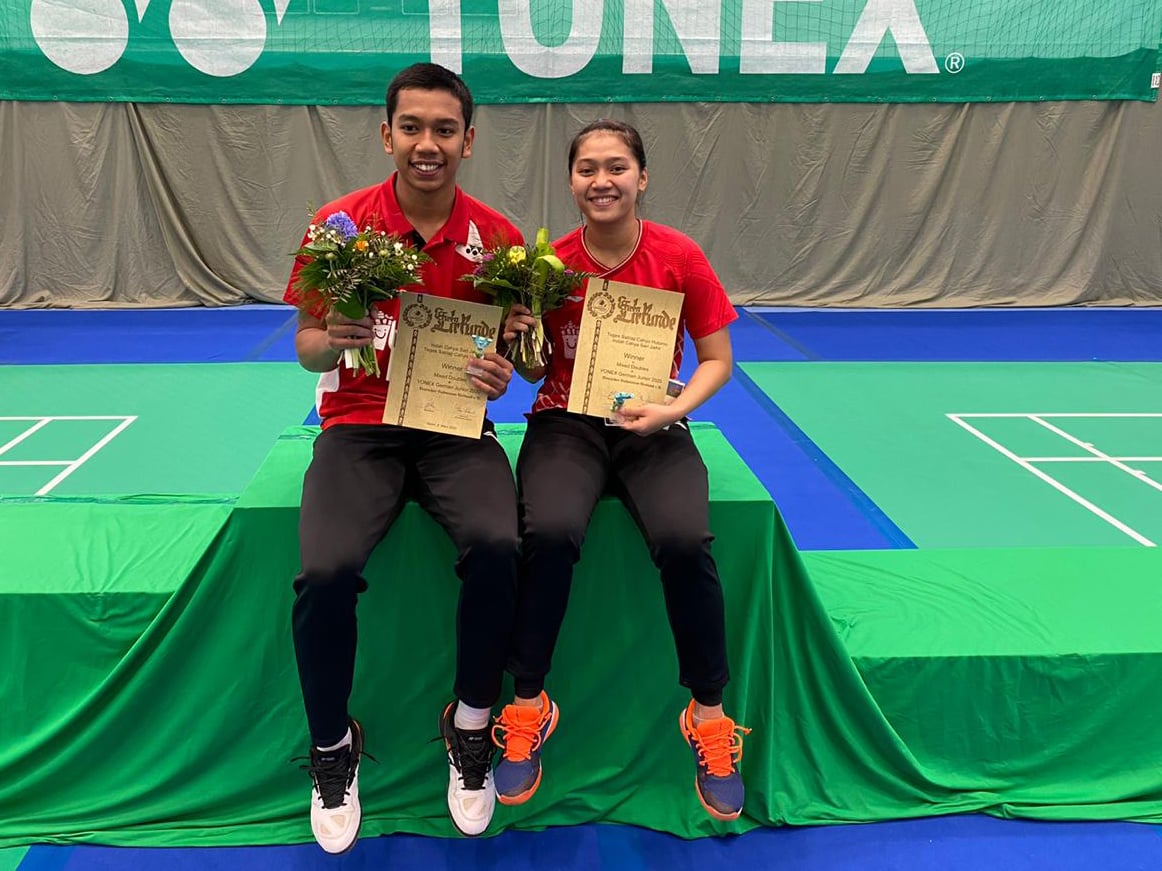 Pasangan Teges Satriaji Cahyo Hutomo (kiri) dan Indah Cahya Sari Jamil (kanan)