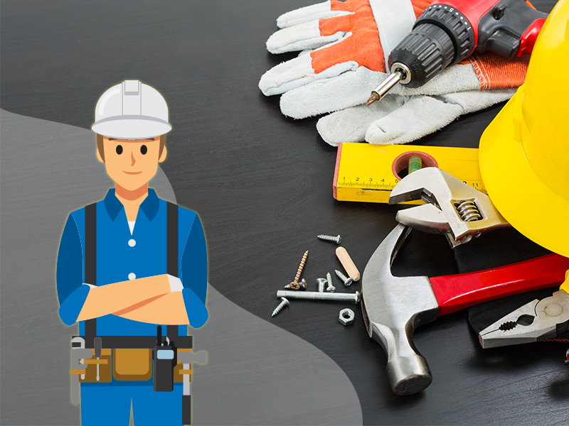 Ilustrasi pekerja dan lapangan pekerjaan. 