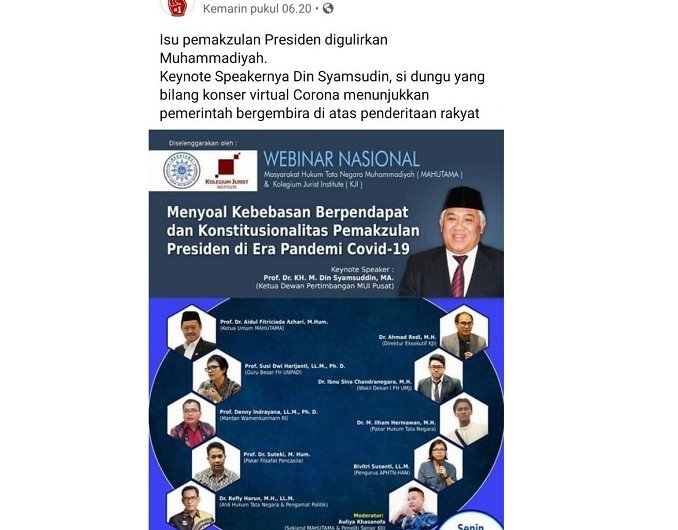 Postingan Ade Armando Melalui Facebook.