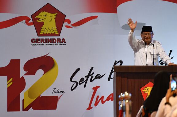 Ketua Umum Partai Gerindra Prabowo Subianto di DPP Partai Gerindra, Jakarta Selatan, Kamis (6/2/2020). 