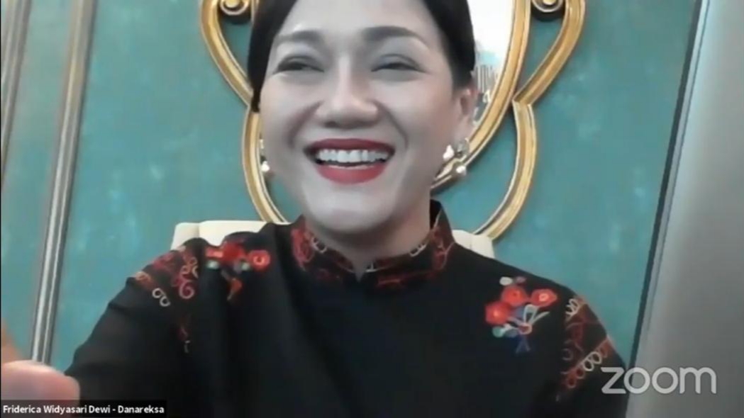 Direktur Utama PT Danareksa Securitas Friderica Widyasari Dewi saat Webinar Kagama Inkubasi Bisnis