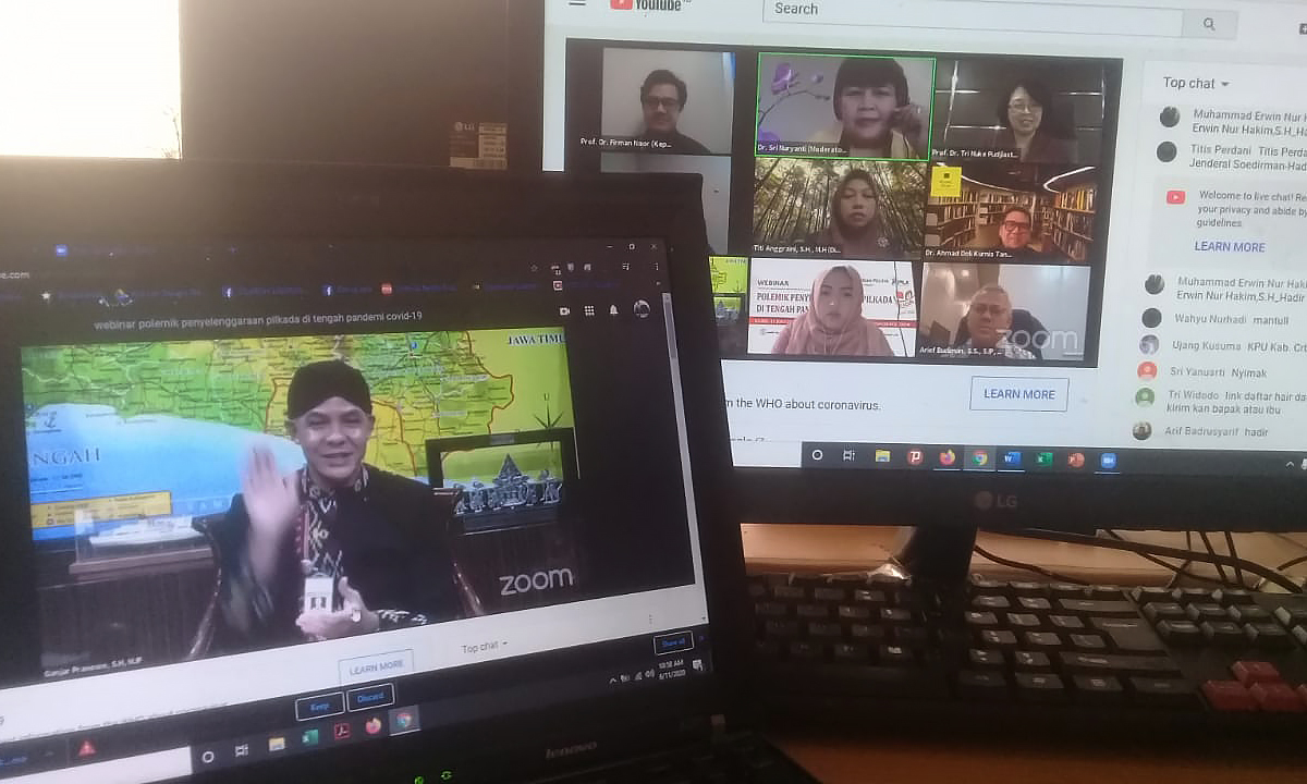 Gubernur Jawa Tengah, Ganjar Pranowo (kiri) menyampaikan pendapatnya dalam webinar yang diselenggarakan LIPI