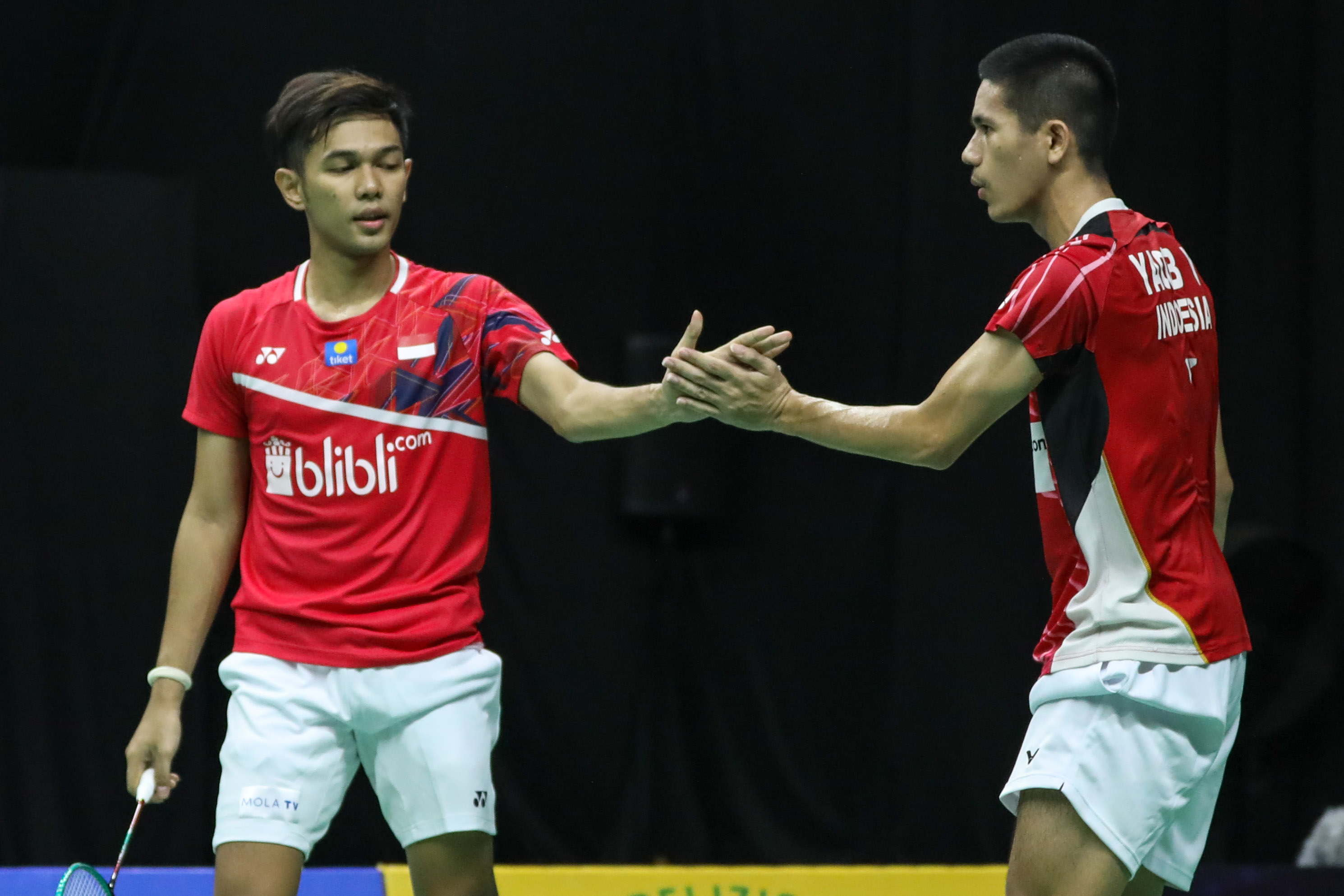 Pasangan Fajar Alfian (kiri) bersama Yeremia Erich Yoche Yacob (kanan) di Home Tournament PBSI