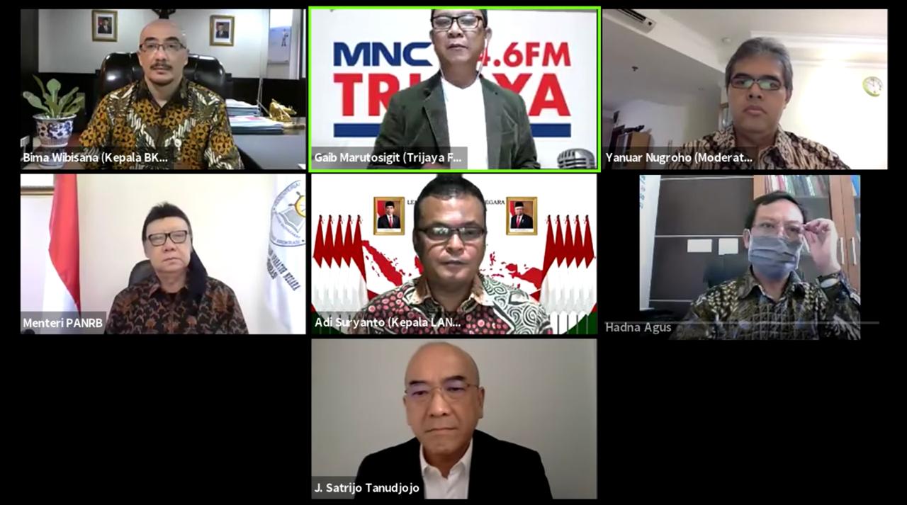 Webinar Kemitraan LAN dan Tanoto Foundation Seri I dengan tema 'Jalan Menuju ASN Unggul Pasca Pandemi' .
